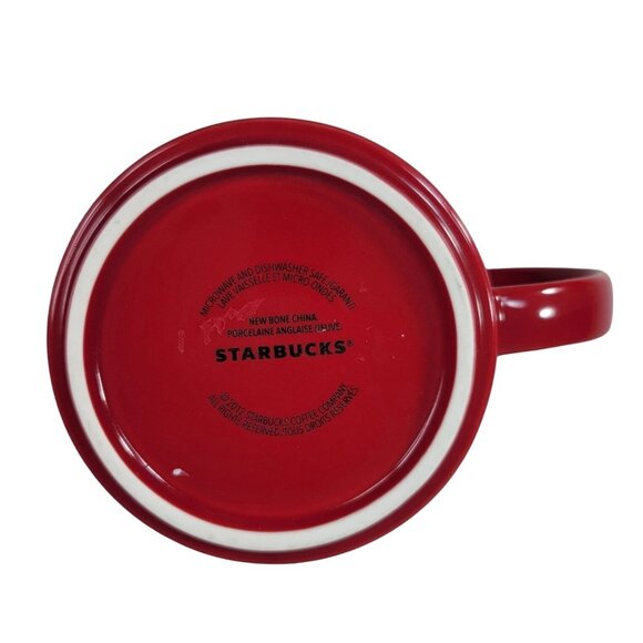 Starbucks Embossed Mug Red Stackable Classic Spell Out Logo New Bone China 2012 - Picture 8 of 10